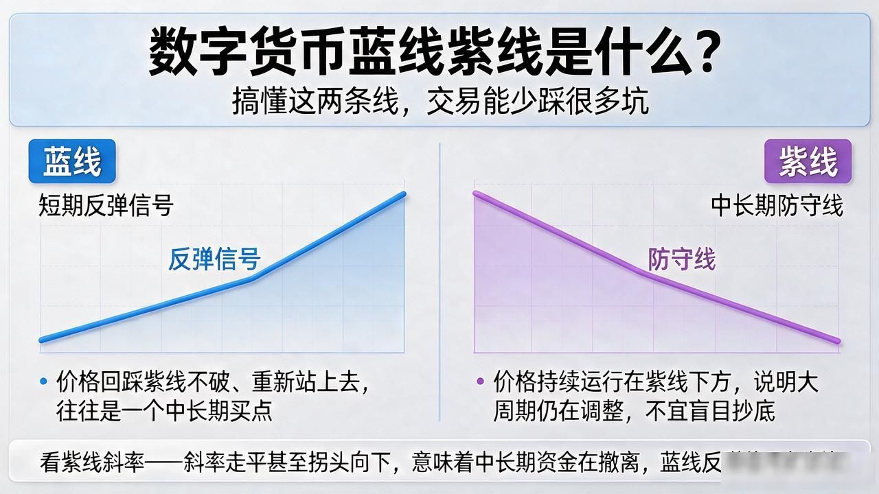 数字货币蓝线紫线是什么？搞懂这两条线，交易能少踩很多坑
