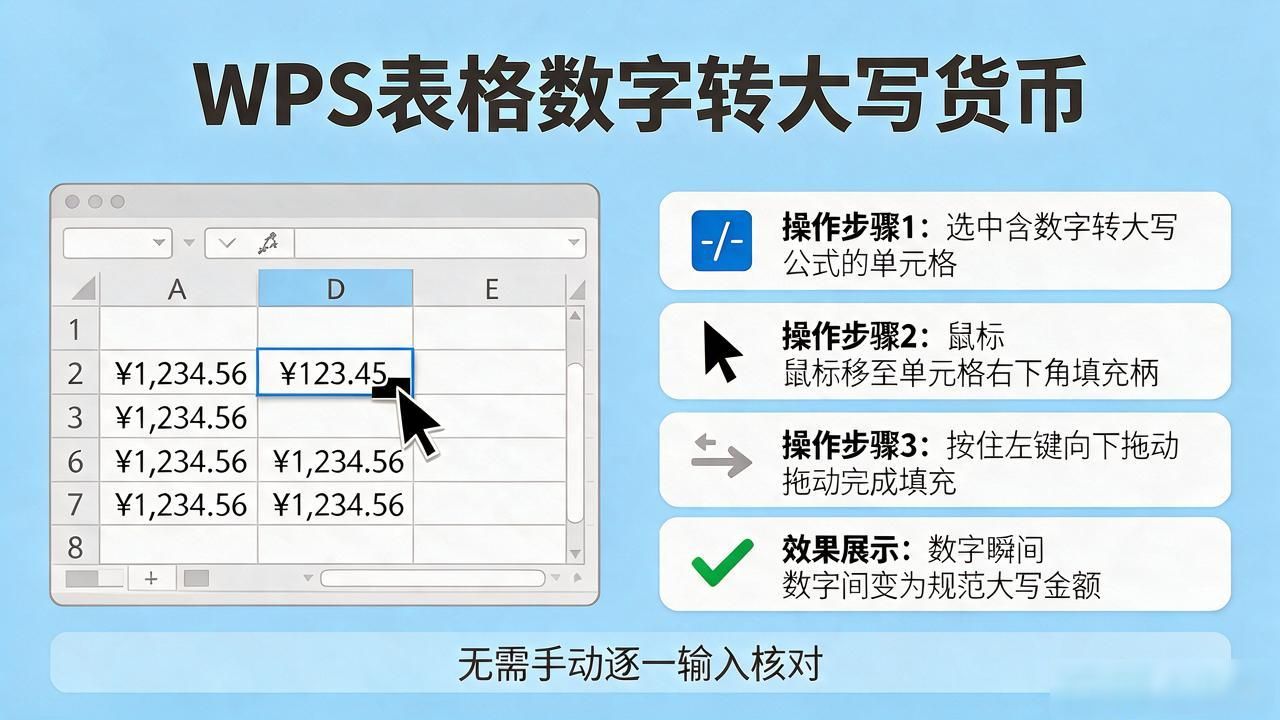 WPS表格大写金额转换公式_wps表格数字转换大写货币_财务人员阿拉伯数字转中文大写金额