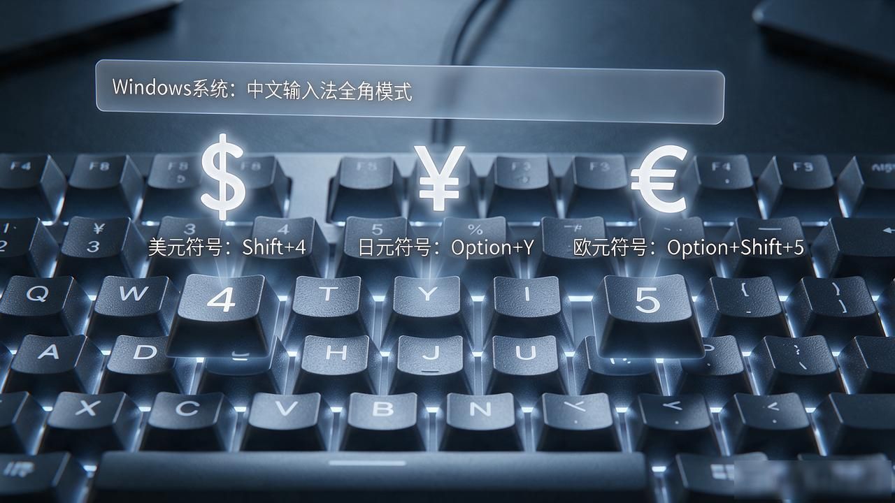 数字变货币符号怎么打_WindowsMac货币符号打法_货币符号快捷键
