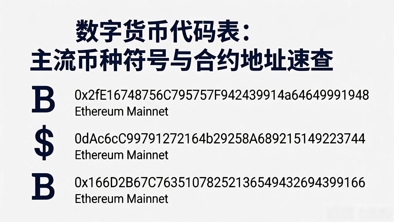 数字货币 代码表_加密货币标准代码对照表 比特币以太坊稳定币代码 避免加密货币转账错误