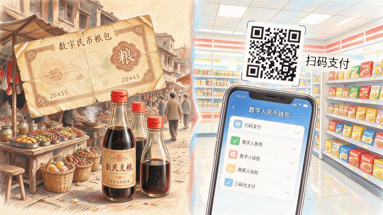 当年凭粮票打酱油，如今扫码付钱，数字货币算不算新粮票