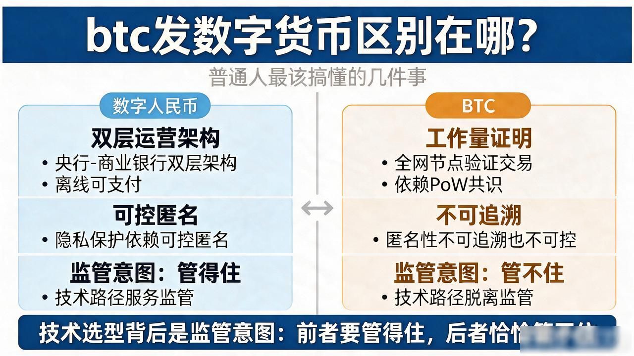 btc发数字货币_数字货币与央行数字货币区别_BTC与数字人民币底层逻辑差异