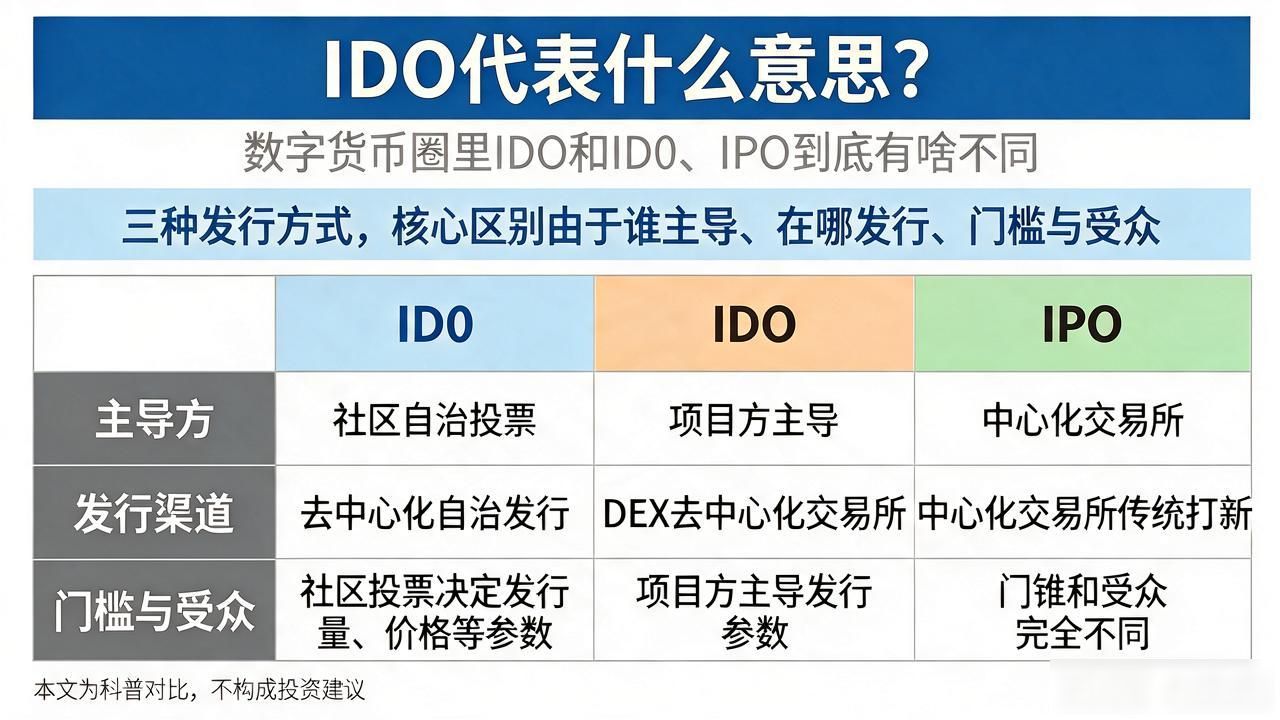 IDO代表什么意思？数字货币圈里IDO和ID0、IPO到底有啥不同